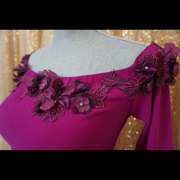 Purple Formal Gown | Long Sleeve Bell Sleeve Maxi Dress | Size 6 Evening / Prom - Picture 7 of 8